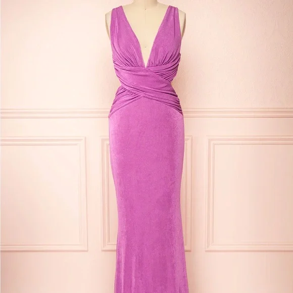 Luxxel Dresses Lilac Vneck Fitted Maxi Dress Poshmark